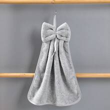 1pcs Bowknot Hand Towel, Coral Fleece Quick-Dry Hand Towel With Hanging Loop, Absorbent Soft Towel, Kitchen Cleaning Cloth, Bathroom Supplies, Tea Towel, Christmas Gift - 彩色 - 查看 11