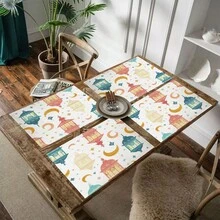 1/4/6/12 Stücke Eid Mubarak Tischsets, islamische Feiertags-Dekorationen, Leinen Esszimmertischsets mit traditionellem Laternen-Muster, waschbare bedruckte Tischdecken, Oberflächenschutzmatten, ideal für Feiertags-Küche und Familienzusammenkünfte