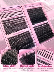 740PCS D Curl Individual Lash Clusters High Capacity Bottom+40D+60D+80D+100D 9-16mm DIY Lash Clusters Extra Thick&Natural Look&Wispy&Long-Lasting&Waterproof Reusable Individual Segmented False Eyelashes Eyelash Extension Kit With Makeup Tools Bond And Seal&Lash Tweezers&Lash Brushes For Self Use At Home Or On-The-Go For Daily Life&Wedding&Party&Music Festival&Mother's Day&Travellash Clusters Kit,Lashes,Eyelashes,Fake Lashes - 彩色 - 查看 4