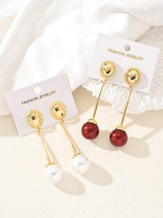 1 par de pendientes vintage de perlas falsas, adecuados para uso diario