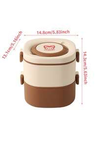 1pc Cartoon Pattern Double Layer Stainless Steel Large Capacity Bento Box, Leakproof Lunch Box, Portable Lunch Container, Lunch Box, Back To School Essential - Multicolor - View 12