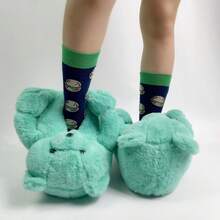 Women's Cotton Piush Adult Slipper Bear Slippers House Slippers Shoes - Flipflop - 湖綠 - 查看 5