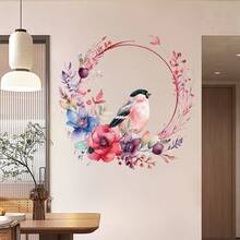 1pc Lively Bird Wreath Window Sticker, Removable PVC Self-Adhesive Decal, Suitable For Spring Bedroom, Living Room, Balcony And Shop Window Decoration - Multicolor - View 4