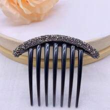 Luxury Black Faux Pearl & Rhinestone Decor Hair Comb, Elegant 7-Tooth Hair Accessory, Bun Extension, Hair Styling Pins, Head Accessories, Hair Accessories For Women