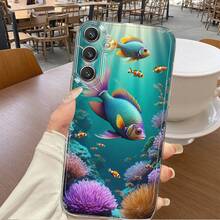 Funda de teléfono de coral de pez colorido submarino compatible con  Galaxy A02 A03S A04 A05S A06 A13 A14 A15 A16 5G A21S A22 A23 A24 A25 A26 A32 A34 A35 A36 A50 A52 A53 A54 A55 A56 A73 S21 Ultra S22 Plus S23+ S24 FE S25, funda suave de TPU creativa y personalizada, duradera, anti-caída, transparente, protectora para teléfono, funda protectora para dispositivo, patrón de coral, tema submarino, material flexible, diseño de impresión UV, para usuarios de teléfonos de moda, usuarios de - Multicolor - Ver 6