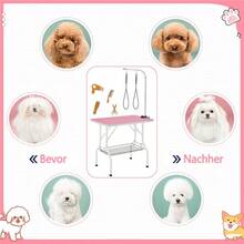 Costoffs Tragbarer Haustierpflegetisch höhenverstellbar, Hundepflegetisch für Haushaltsbaden, Haartrocken und Haarschneiden Trimmtisch mit Netzkorb für Hunde/Katzen - Rose - Übersicht 7