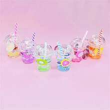 Creativo lindo Mini taza de té de la leche llavero luminoso acrílico fruta Kiwi jugo de uva colgante llavero bolsa adornos coche baratija regalo - D - Ver 2