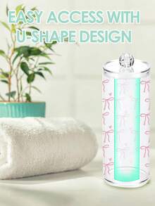 透明卸妆棉盒，粉色蝴蝶结爱心图案，卸妆棉收纳盒，发带收纳盒，带盖卸妆棉收纳盒，透明化妆品整理盒，浴室卸妆棉收纳盒，女士礼物，情人节礼物，送给她的绝佳礼物