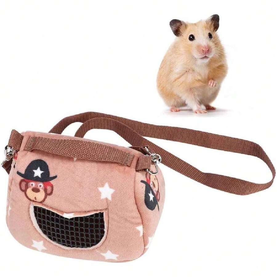 Transportador para Mascotas, Pequeñas de Franela Rosa, Bolso Portátil Transpirable para Hámster, Cobayo y Ardilla, Tamaños M con Ventana de Malla,37423978 - Blanco y Negro - Ver 1