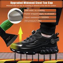 Multi Functional Steel Toe Work Shoes - Black New Rotating Button Safety Shoes,Comfortable Breathable Steel Toe Safety Shoes,Black New Safety Boots For Men Women,Fashi Grey Sneakers Anti-Smash Construction Working Boots ,Outdoor Hiking Safety Air Cushion Work Shoes,Safety Industrial Puncture-Proof Anti-Smash Lightweight WorkSneakers,Indestructible Construction Working Boots ,Anti-Puncture Black Steel Toe Safety Shoes ,Men's Steel Toe Safety Shoes Work Shoes For Men - Breathable, Non-Slip, Puncture-Resistant Work Shoes Steel Toe Shoes Are Important Personal Protective Equipment For Many Industries,For All Seasons, Fashionable Safety Shoes Suitable For Construction Sites Under Harsh Working Conditions, Carpenters , Work, Hiking Suitable, Warehouses, Factories, Work And Outdoor Exploration Car Repairs And Outdoor Workers And Trainers  For Many Industries. - 黑色 - 查看 2