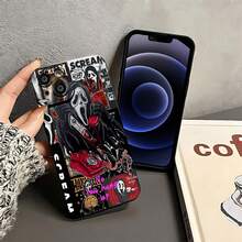 Estuche para teléfono gráfico con máscara de grito compatible con estuches para teléfonos   17  16 Pro Max  15 Pro Max  13 y  12 A prueba de golpes, caídas y rayones Una excelente opción para fanáticos de las películas de terror, amigos, familiares y regalos de Halloween - Negro - Ver 4