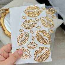 1pc Lip Design Rhinestone Face Sticker,1pc 3D Realistic Lip Design Self-Adhesive Glitter Crystal Face Gems Eye & Body Jewels For Women & Girls, Body Jewelry Gem Sticker Valentine's Day Gem Sticker ﻿