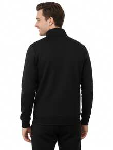 CAMEL CROWN 男士秋冬运动套装，保暖立领防风透气外套和裤子 - 幻影黑 - 查看 8