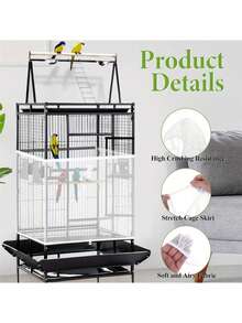Universal Elastic Nylon Net Cage Seed Catcher - Suitable For Parrot Cages, With Reusable Lightweight Skirt To Prevent Food Spillage, Adjustable Round And Square Fences, And Breathable Design. - Multicolor - View 10