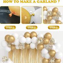 Kit de arco de balões branco e dourado com 106 peças, ideal para decoração de casamentos, aniversários, formaturas, Dia dos Namorados, feriados e Dia das Mães - adereço decorativo para fotos em ambientes internos e externos, com balões de látex. - Multicolorido - Ver 10