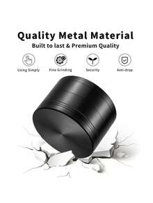 四层手动香料研磨器，不锈钢和锌合金材质 - 手摇式香料研磨器，适用于胡椒粒、丁香、孜然及各种厨房香料，轻巧设计，便于收纳或户外烹饪露营，黑色金属