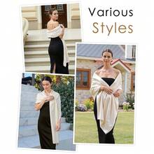 Sofier Satin Shawl Wraps For Women Evening Dresses Wedding Bridal Party Silky Scarf Formal Cover Up Bridesmaid Gifts,Beige - 米色 - 查看 5