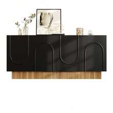 Storage Cabinets - Black + Wood + Particle Board - View 12