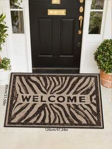1pc Brown Zebra Pattern "WELCOME" Doormat, Suitable For Living Room, Bathroom, Bedroom, Patio, Entryway, Home Decor Versatile, Doormat, Small Rug, Welcome Mat, Carpet - Multicolor - View 11