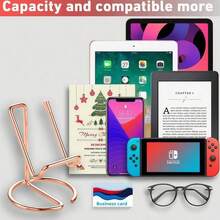 1pc Universal Smartphone Desktop Stand, Fashionable Frame Design, Sturdy Plastic/Metal Phone Holder, Suitable For Video Calls And Reading, Gold And Rose Gold Finishes, Lightweight And Portable, Scratch-Resistant Pad, Perfect For Home, Office, Travel, High-Quality Structure - Multicolor - View 4
