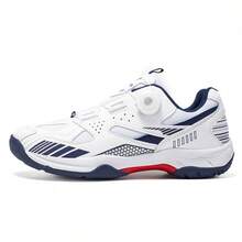 Unisex Badminton Shoes, Rotary Buckle Lace-Up, Carbon Board Rubber Sole, Ultra-Light Breathable Non-Slip Durable, Professional Badminton Match & Training Shoes - Blue and White - View 10