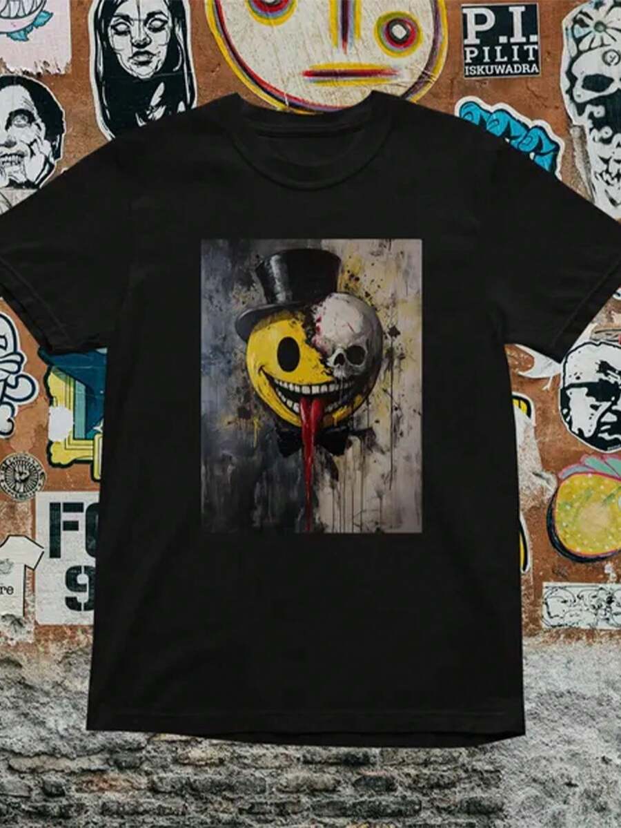 Dark Art Skull T-Shirt: Gothic Grunge Graphic Tee - 黑色 11 - 查看 1