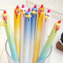 2pcs/Set - Cute Animal Ballpoint Pen Set (Random Style), Chicken/Penguin/Deer/Parrot Shaped, 0.5mm Signature Pen, Writing Supplies, Exam Stationery, Learning Supplies, Office Supplies, Gift Ballpoint Pen - Multicolor - View 3