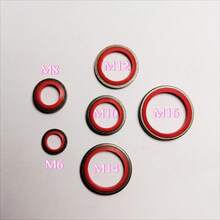 136件套油底壳放油螺塞垫圈密封件套装 - M6/M8/M10/M12/M14/M16 NBR橡胶和金属密封垫片，可更换防漏放油锁紧密封件，通用型，适用于汽车/卡车/液压系统，重型垫圈套装，带收纳盒 - 紅色 - 查看 10