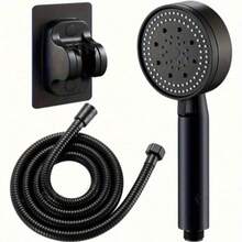 一套高压手持花洒，5种可调节喷淋模式，含花洒软管、花洒支架、浴室花洒头、淋浴器、浴室手持花洒、浴室配件，尽享奢华沐浴体验