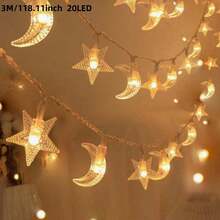 1包10/20/30/40颗LED泡泡月亮星星串灯，电池供电，斋月装饰灯，适用于花园、庭院、露台、公园、派对、婚礼、生日、开斋节、新年等场合装饰 - 彩色 - 查看 11