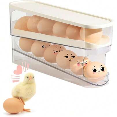 Dispensador de Huevos para Refrigerador  Estante para Almacenamiento de Huevos,Caja de Almacenamiento de Huevos de 2 Niveles, Organizador de Huevos para Ahorrar Espacio,37412098