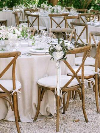 A Set Of 8/4/2/1 Wedding Aisle Decorations, Including Church Pew Flowers, For Use As Wedding Ceremony And Banquet Chair Decorations, Containing Artificial Flowers, Eucalyptus Leaves And Ribbons.