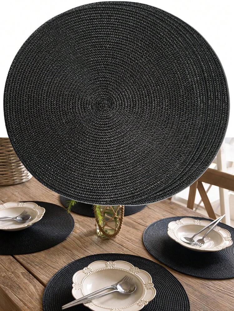 4 Pièces Napperon de Table Noir, Set de Table Rond évidé, Napperons Ronds Tapis de Table en Plastique, Utilisé pour L'isolation Thermique de L' assiette et de la Décoration de Table (Rouge