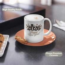 1pc 11oz/325ml Personalized Custom Mug, 2026 New Year Customized Mug, Happy New Year Gift, Exclusive Coffee Cup For Friends, New Year's Eve Party Cup, Suitable For Coffee, Milk, Juice, Water, Gift For Family, Friends, Important Guests, Top Choice For Christmas, Valentine's Day, Thanksgiving - Black - View 6