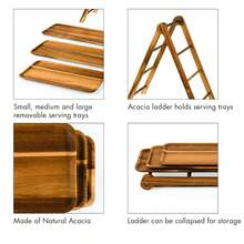 3 Tiered Tray Stand - Acacia Wood Serving Tray - Cupcake Stand | Food Board | Dessert Cake Platters - Set Of 3 Rustic Boards - 彩色 - 查看 4