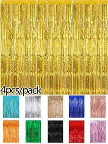 1/2/3/4/6 piezas Cortina decorativa con flecos metálicos brillantes, decoración de fiesta, cortina con flecos de lentejuelas de colores múltiples, incluye oro, plata, verde, morado, rojo, negro, azul, rosa, adecuado para decoración de bodas, revelación de género, decoración del hogar, decoración colgante, telón de fondo fotográfico, aniversario, decoración de fiesta festiva - Multicolor - Ver 12