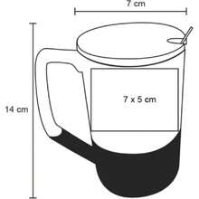 Taza de Cerámica con Tapa de Bambú y Cuchara de Acero Inox. – Set para Café, Té, Espresso o Capuchino, Ideal para Regalo, Gran Capacidad y Diseño Texturizado, 485 ml Blanco,37442453 - Multicolor - Ver 6