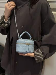 Lightweight Mini Chain Bag Quilted Handbag Bucket Bag Suitable For Young Girls, College Students And Office Workers - Dusty Blue - View 3