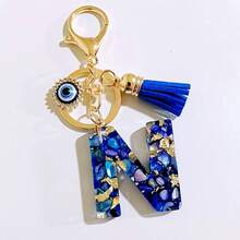 New Cross-Border Navy Blue 26 English Letter Keychain, Devil's Eye Uppercase Letter Bag Charm, Bohemian Acrylic Women Waist Chain, Suitable For Halloween, All Seasons - Letter - View 8