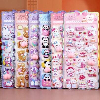 可爱的3D立体泡沫贴纸，创意装饰贴纸，适用于剪贴簿、日记本、儿童玩具