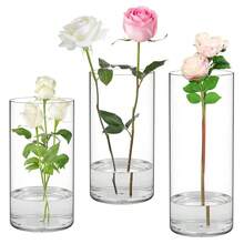 SUREAM Cylinder Wedding Vases For Centerpieces, 7.8/7.8/9.8 Inch Tall Clear Flower Vase, Different Sizer Floating Candle Holder For Table Centerpiece Wedding Home Decor - 7.8/7.8/9.8 InchH X 3.9 InchW - View 1