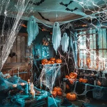 Tendencia6 Telarañas Blanca Decoración Halloween Dia D Muertos ArañasCalidad premium - 1 - Ver 8