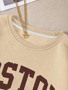 INAWLY Women's Round Neck Pullover Sweatshirt, English Letter Graphic Long Sleeve Hoodie, Teacher Fit, Back To School, Graduation Season, Daily Wear, Fall FitLoose And Comfortable,Valentine's Day Hoodie For Couples,New Years Outfit Women - 黑色 - 查看 8