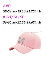 Mũ lưỡi trai trẻ em 26 chữ cái, mũ che nắng thời trang cho bé gái, mũ chống tia UV, mũ điều chỉnh được, mũ thường ngày cho bé gái đi học. - Hồng - Xem 10