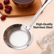1pc/2pcs Stainless Steel Skimmer Ladle, Degreasing Spoon, Food Strainer With Ergonomic Handle And Hanging Hole, For Skimming Oil, Food Scooping - Kitchen, Restaurant, Home Chef, Dishwasher And Space-Saving Tool - Silver - View 5