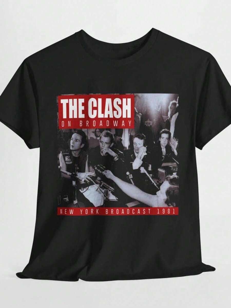 The Clash Concert Tee Vintage Rock Band Shirt Unisex Music Lover Gift Retro Punk T-Shirt Festiva - Black - View 1