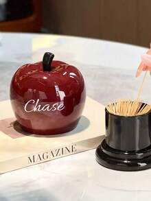 1pc New Apple & Pear Toothpick Holder, Customizable Logo & Text, High-Quality Cotton Swab Storage Box, Cute & Creative Toothpick Dispenser - Multicolor - View 4
