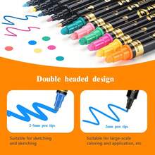 返校季 12/24/36/48/60/72 支装丙烯马克笔，双头永久性马克笔套装，防水速干美术用品，适合学校项目和礼品 - 雙筆尖記號筆 - 查看 6