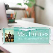 Placa de escritorio de acrílico personalizada con logotipo de la empresa - Placa decorativa de oficina personalizada, adecuada como regalo para el jefe o la empresa, bloque de vidrio acrílico transparente personalizado, regalo de oficina, regalo de agradecimiento para colegas, jefe, maestro/empleado, decoración de escritorio de oficina unisex, decoración de sala de estar - Multicolor - Ver 50