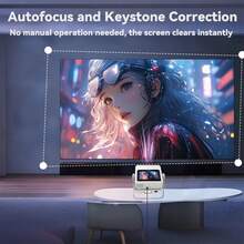 DONGYING New Projector, Dual Screen Display, Android 12 Projector, Native 1080P, Supports 4K, WiFi6, Supports Auto Focus And Keystone Correction, Portable Projector With Built-In Speaker, Supports App Download, Compatible With Smartphones, Computers And More, Suitable For Home Theater, Office Meetings, Decorations, Gifts - White - View 8